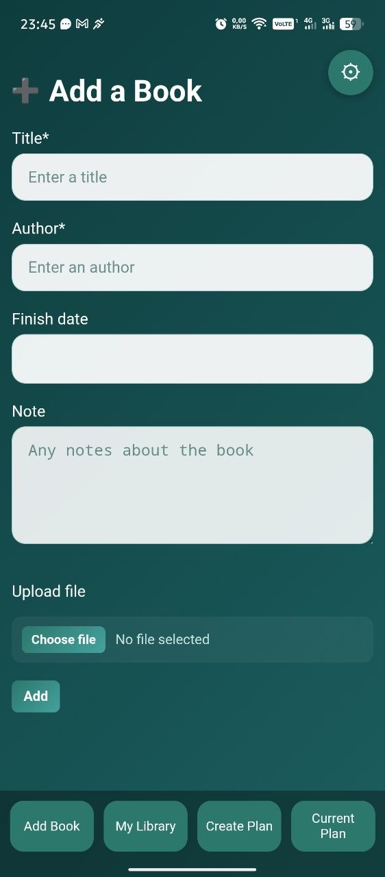 Add Book screen